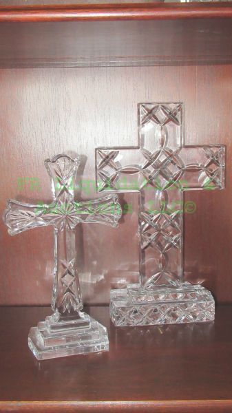 lot 35 image: Genuine Waterford (signed) & Royal limited Slovenia lead crystal crosses (2 total)