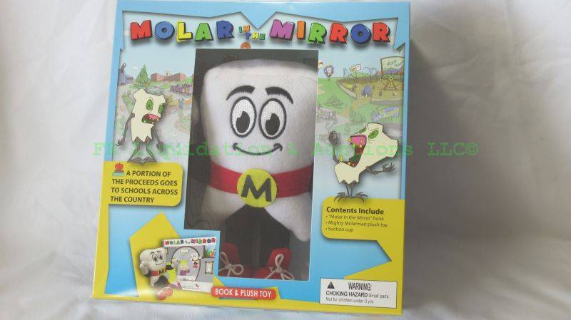 lot 50 image: Molar in the Mirror childrens dental promotional stuffed toy and book, new in box. Bulk lot of 100 unopened boxes. Bid is times the money per box