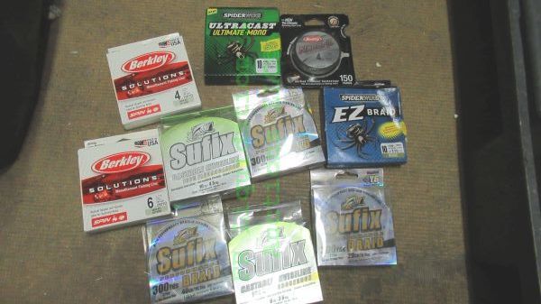 lot 90 image: Fishing line including Berkley, Sufix and more, several boxes