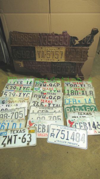 lot 105 image: U.S. license plate map (32 wide) and license plate collection