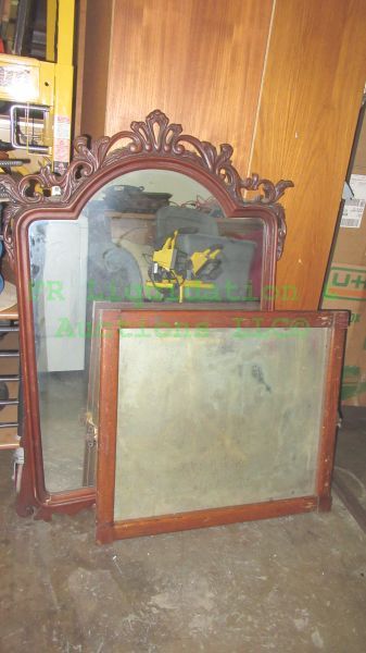 lot 259 image: Antique vanity mirrors with wood frames, 2 count