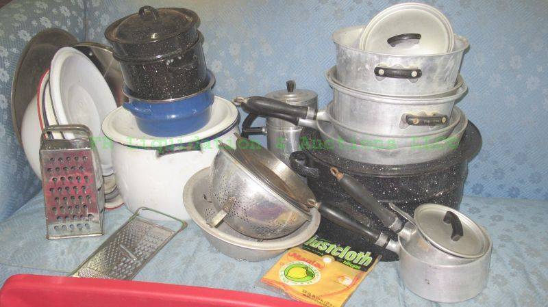 lot 141 image: Assorted pots and pans as shown