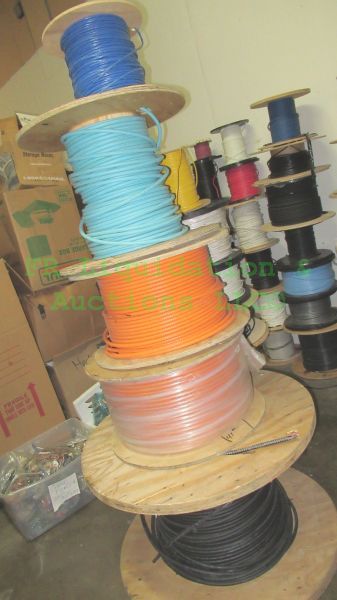 lot 145 image: Various industrial data communication cable large to small spool rolls, 5 rolls total
