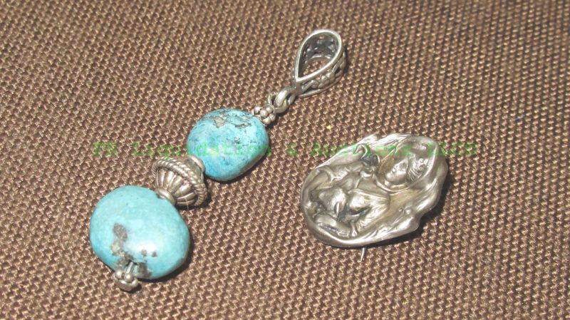 lot 248 image: Sterling silver pendant and Sterling silver with Turquoise stone earring