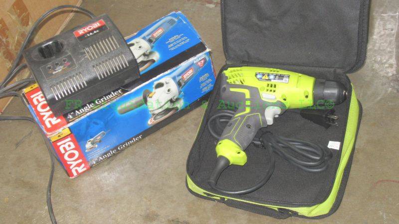 lot 241 image: Ryobi power tools including electric drill, Angle grinder and battery charger