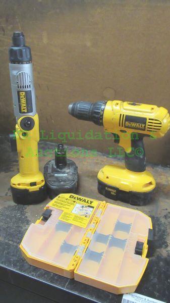 lot 228 image: Dewalt cordless tools including drill and adjustable screw driver plus