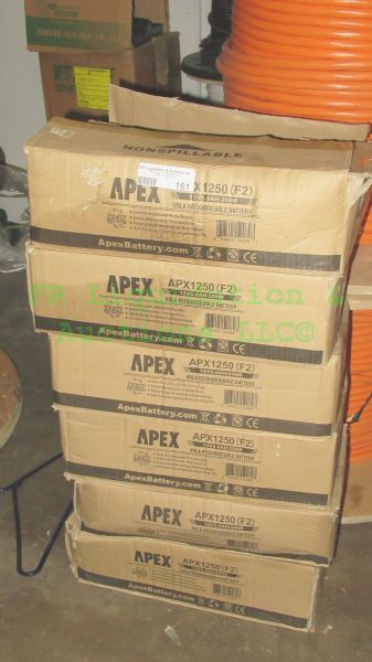 lot 161 image: Apex APX1250(F2) 12V rechargeable batteries, 8 batteries per case, 6 cases total