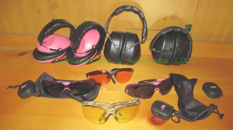 lot 208 image: Browning hearing protection headphones and firearm range safety glasses