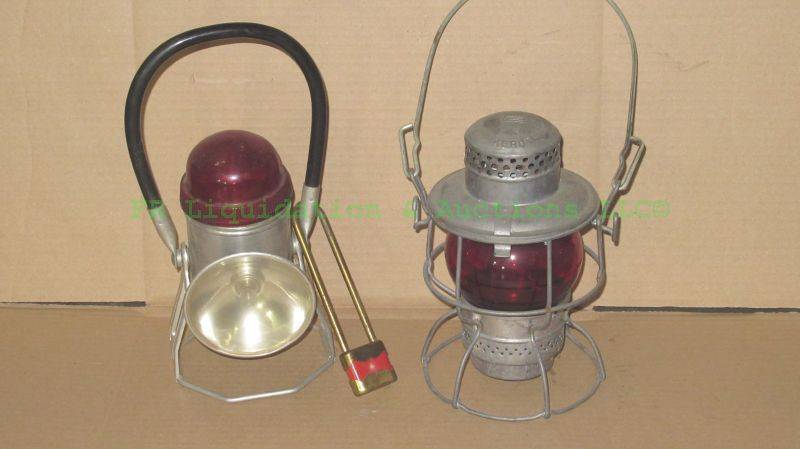 lot 202 image: Vintage mid century railroad conductor lanterns, The Handlite Co. and Adlake Kero