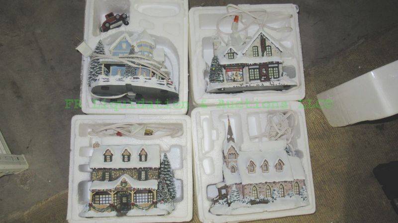 lot 292 image: Thomas Kinkade from the heart gifts Hawthorne village buildings including Bed & Breakfast, Santas workshop, Light of hope church. Includes COA (4 total)