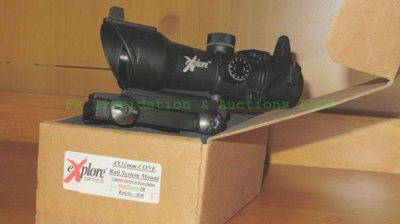 lot 293 image: Explore optics 4 x 32 cone rail rifle scope system