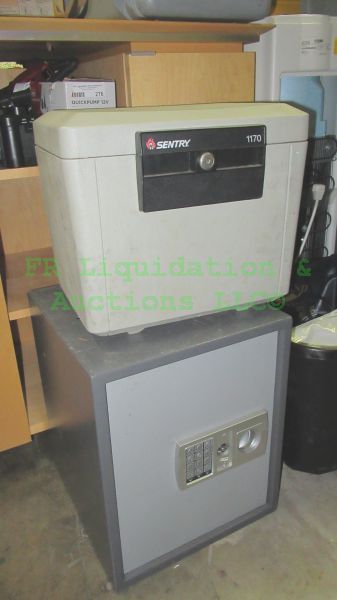 lot 277 image: Sentry 1170 fire resistent file box (no keys) and combination safe 18 x 15 x 13