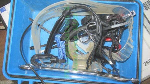 lot 270 image: Assorted SCUBA diving gear including boyancy compensator, regulator, depth gauges