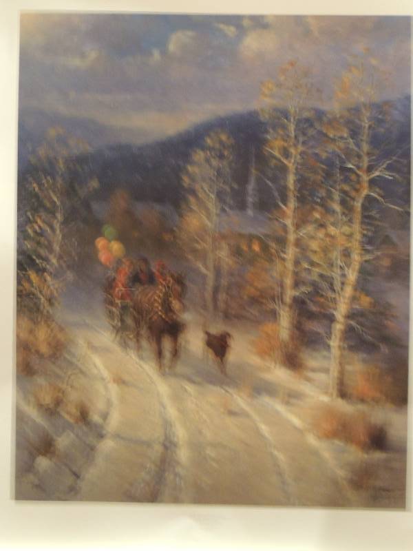 lot 15 image: G. Harvey- Jingle Bells and Powder Snow Christmas 2000 series First edition #478 of 1950  30x24