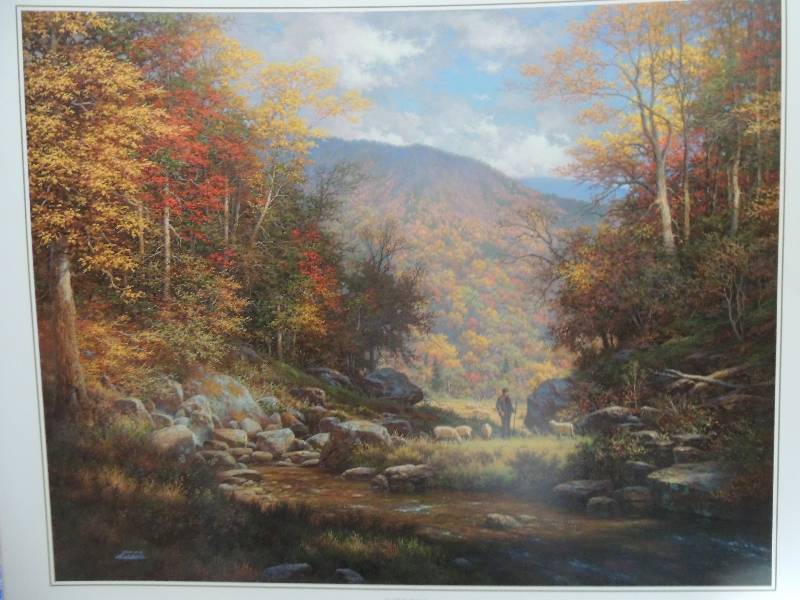 lot 42 image: Larry Dyke- One Fold One Sheppard #907 of 1000 24x30  and Moonglow #907 of 1500 18x36