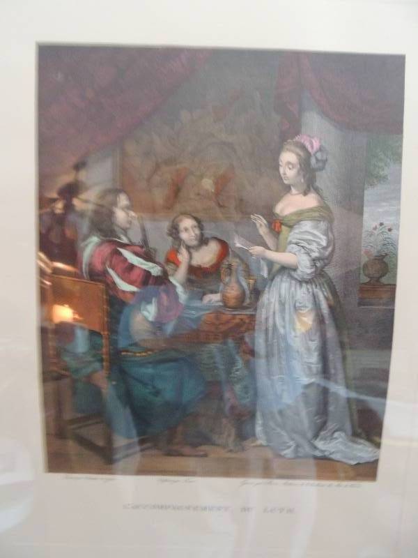 lot 45 image: Jean Touze-LAccompagnement Du Luth hand colored French print 25 x 18     and Le Lecon de Musique hand colored french print 25 x 18
