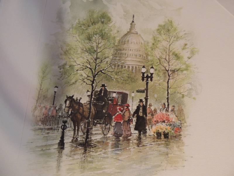 lot 57 image: G. Harvey- Trollies on Broadway Embossed Lithograph #25 of 550 18x14 and Springtime in Washington #25 of 550 18x14