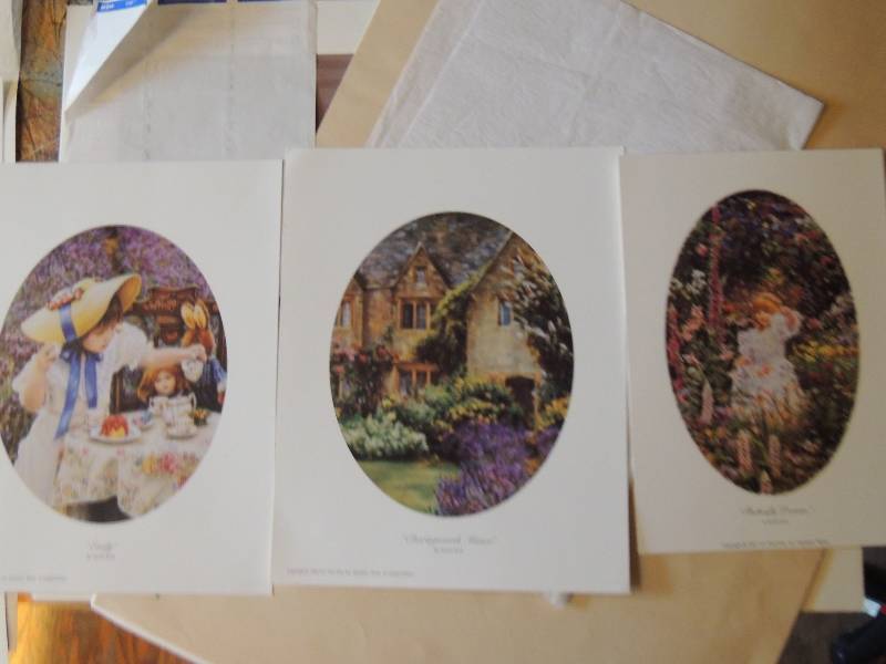 lot 89 image: Sandra Kuck- Butterfly Dreams 12 12 x 8 12.      Charingworth Manor 14x11.     Emily 14x11