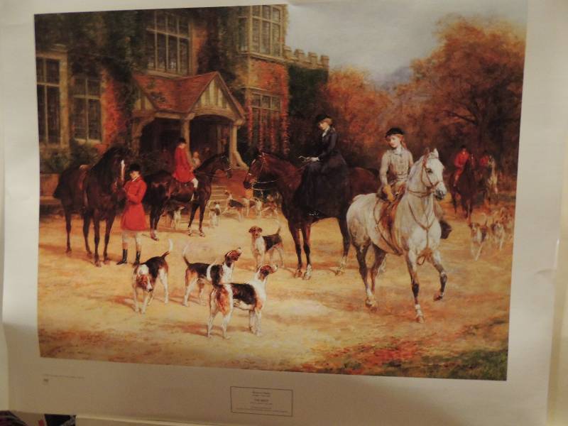 lot 92 image: Heywood Handy- The Meet print 24x28.    Mark Phillip Dassoulas- The Orange County Hounds 35x29.    Judy Gibson- The Royal Chase 20x26