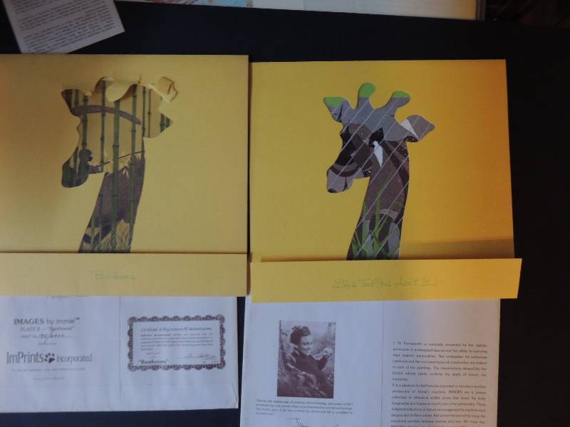 lot 95 image: I.H. Farnsworth- Image by Immie plate 1 Lifes teed- Jus Aint it 13202000 SN 11x12.     Plate 2 signed 11x12  Baboons 13122000