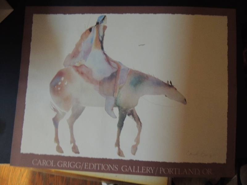 lot 100 image: Carol Grigg- Art Poster Editions Gallery Portland, Oregon 25x33.        Amado Mauilu Pena- Joy Tash gallery Scottsdale AZ 1987 27x31