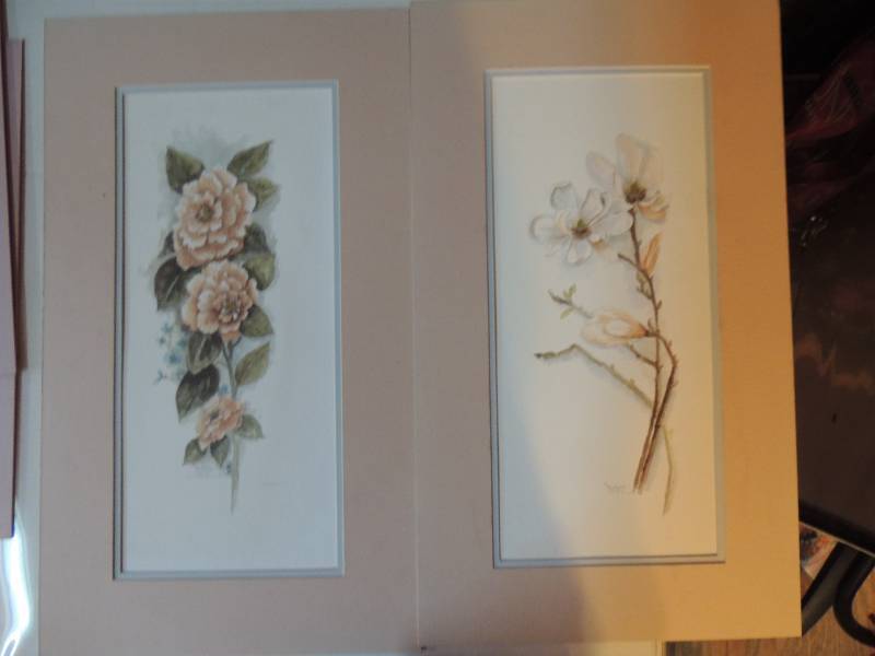 lot 106 image: Bertrand - Floral Dogwood #601900 SN Matted 24 x 14 Litho 22 x 10.    #1320 1900 SN 24x14 matted 22x10 litho    Arron Ashley Inc. #371. Redoute Rosa Canteflora 22 x10  Litho. Pink Roses #370 Redoute Rosa Bifera  litho