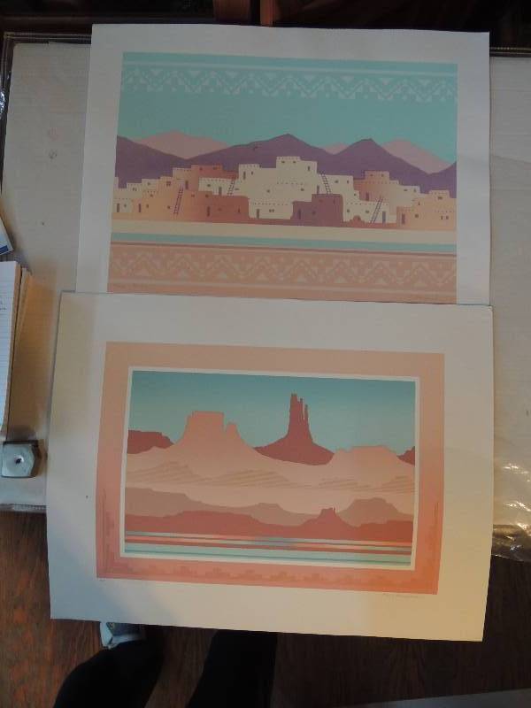 lot 107 image: Karen Brueggeman- Pueblo 20250 signed 20x26 .   Monument Valley Artist Proof Signed 21x27