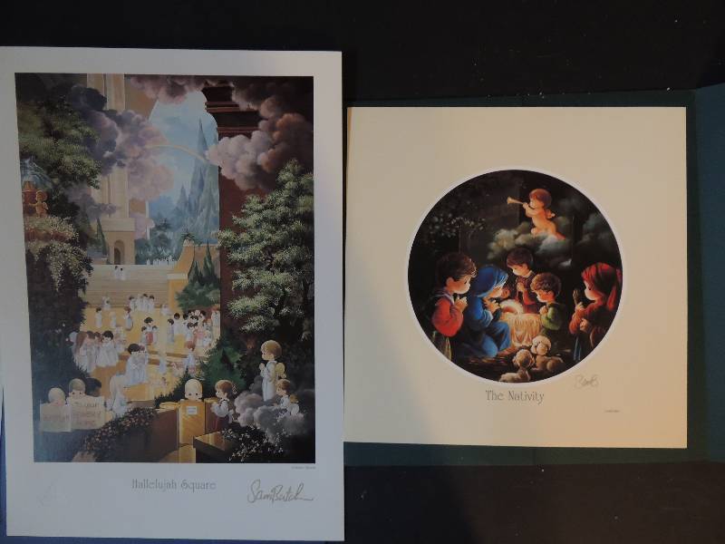 lot 109 image: Sam Butcher- Hallelujah signed square print signed 15 12 x 11.   The Nativity 11x11