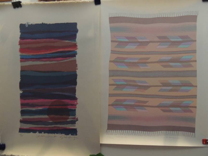 lot 117 image: Cynthia Dicknon- Little Sunset Signed 1935 22x15.  Karen Brueggeman- Santa  Fe Cre fonne Artist Proof 30x21.    Zapotec #1 213250 20x16