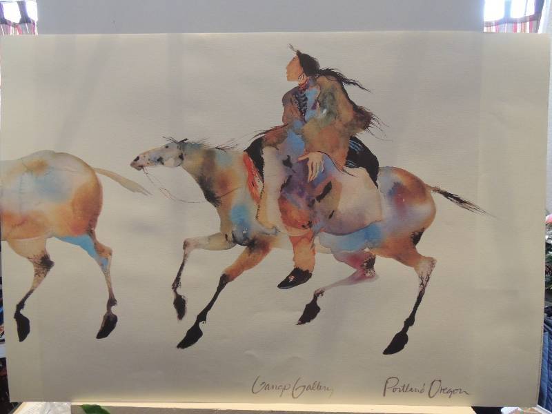 lot 118 image: Carol Grigg- The Giveaway (Gango Galleries)  Portland, Oregon. 2 piece set . Each set 25 12 x 37