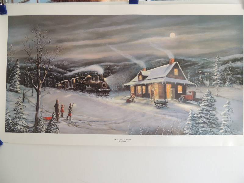 lot 149 image: D. Morgan- Bear Creek Junction 196950 16 12 x 31.     Paul Detlefsen- In days Gone by  23x29