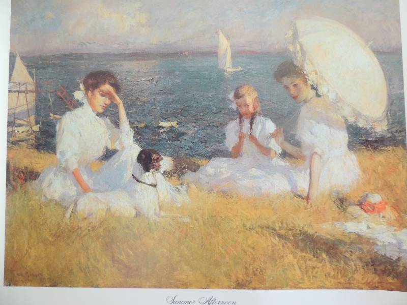 lot 152 image: Frank Weston Benson (1862-1951)- Summer afternoon 23x28.    A.B. Makk- Spring 25x25.     Claude Monet- The Duck Pond 27x21