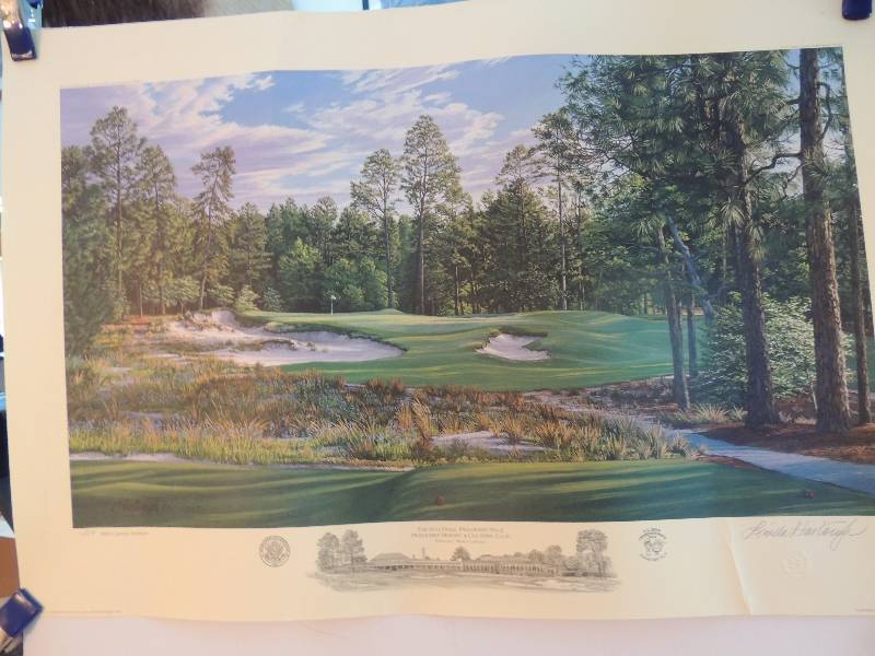 lot 158 image: Linda Hartrough- The 9th Hole Pinehurst No.2 Pinehurst Resort & Country Club U.S. Open Championship 2014 214850 LE Signed