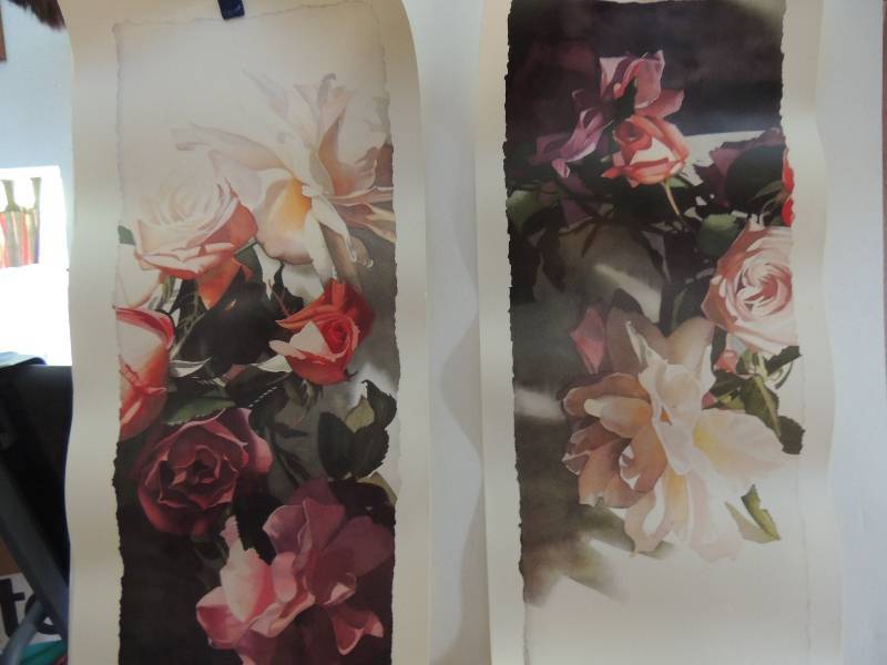 lot 160 image: Day of Wine 6590 28x13.    Night of Roses 641950 28x17 signed by Artist