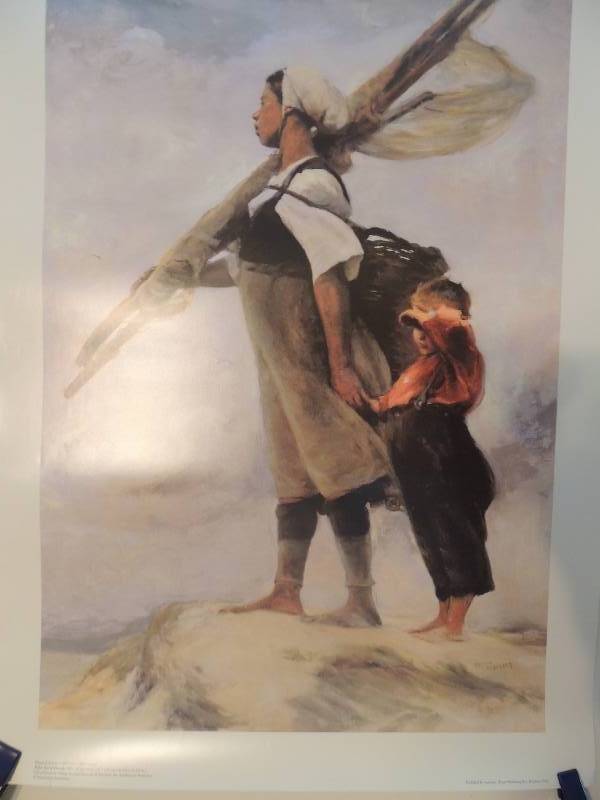 lot 192 image: Elizabeth Norse- Fishing Girl OF Picardy 1889 poster 34x24.      Vincent van Gogh-Green Wheatfield with Cypress 20 x 27 12