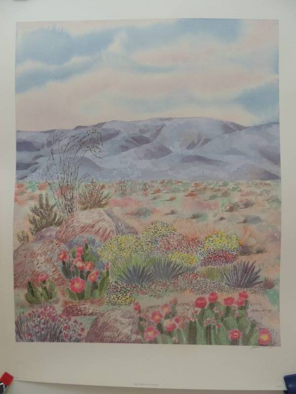 lot 194 image: Peter Wong- Desert Bouquet Litho signed 25x19.       Robert White-Piazza Litho 25x19