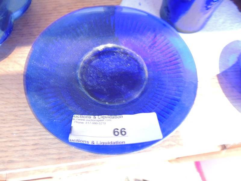 lot 66 image: Cobalt blue  BLUE PLATE, VASE, PITCHERS, GLASS,