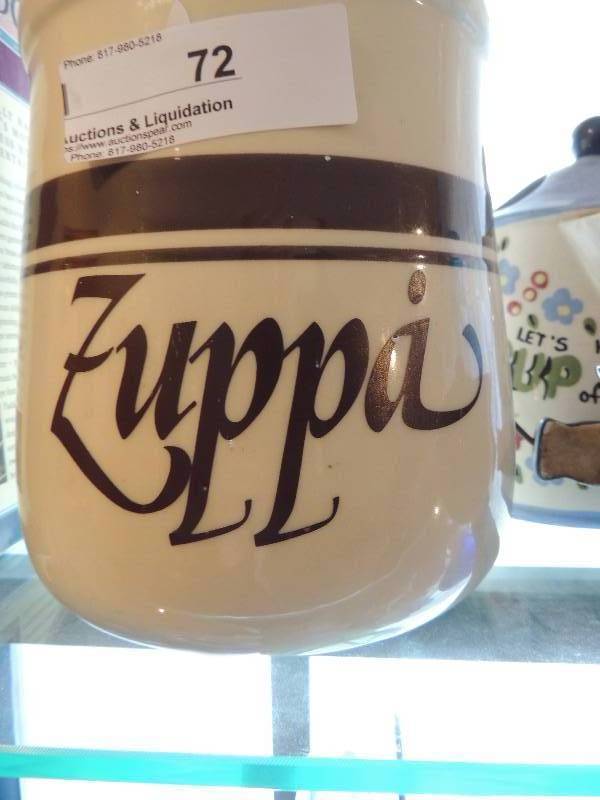 lot 72 image: Wall pocket- coffee sign, Zuppa pot and mini tea pot