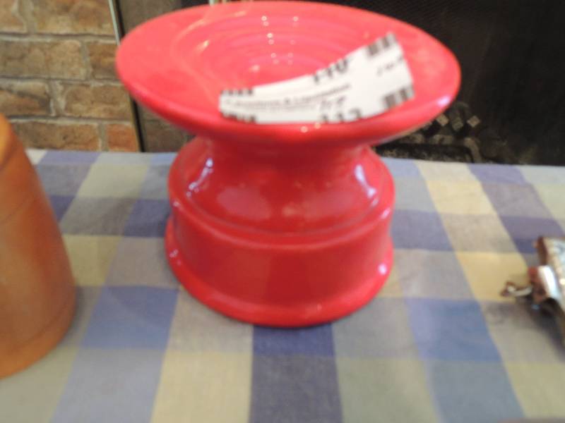 lot 113 image: Red CANDLE stand, WOODEN BOX X 2, and penguin