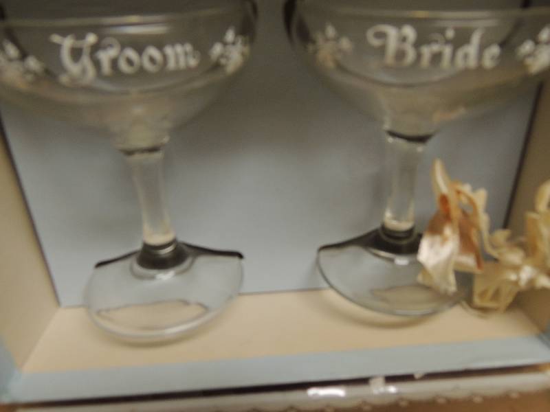 lot 161 image: Bride and Groom glasses