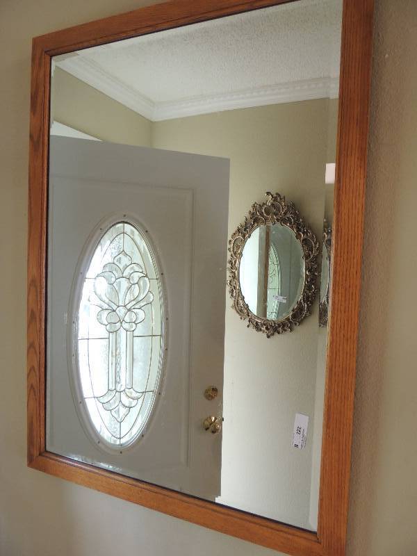 lot 222 image: Large wall mirror 44 14 x 32 wood frame