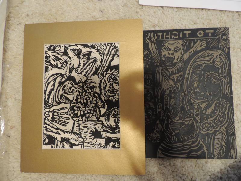 lot 244 image: Lithograph stamp and print matted