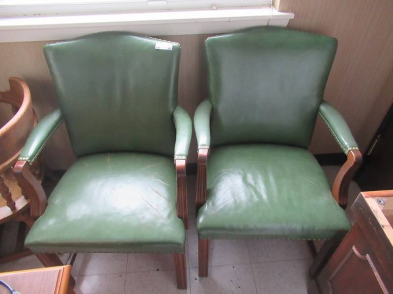lot 57 image: VINTAGE RUSTIC LEATHER ARMCHAIR