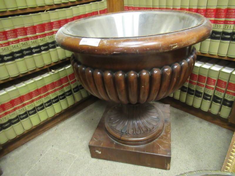 lot 76 image: LARGE DECORATIVE WOODEN PLANTER