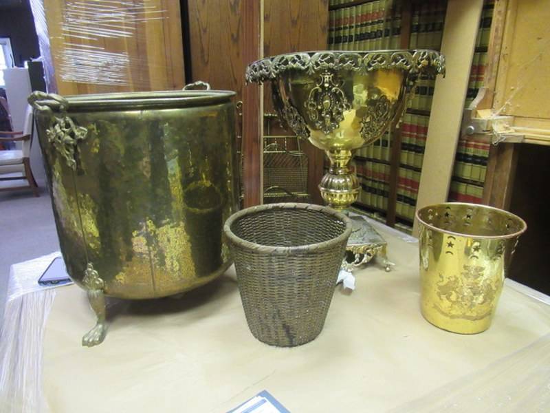 lot 78 image: DECORATIVE BRASS PLANTERS