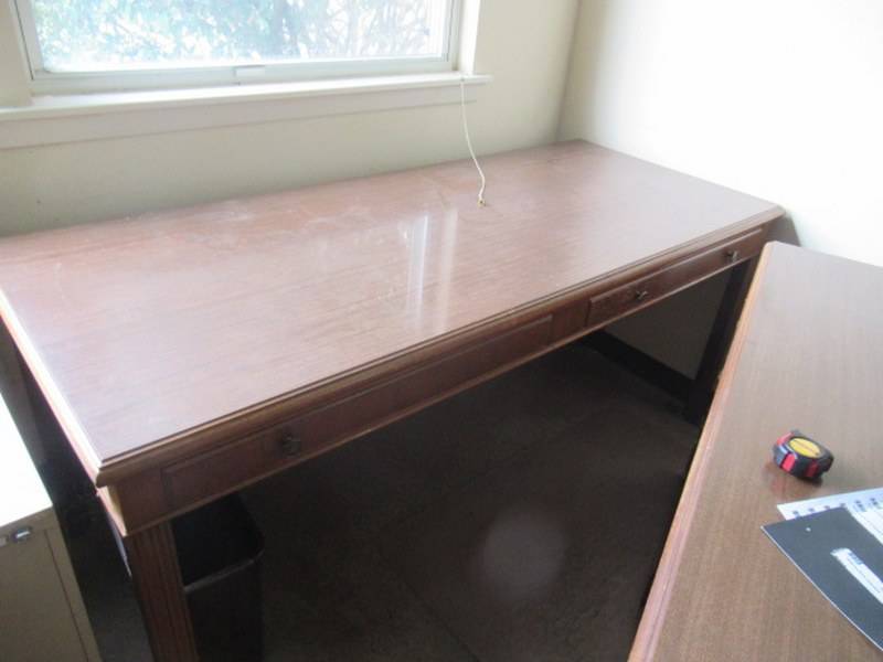 lot 89 image: JASPER SOLID WOOD 2 DRAWER DESK