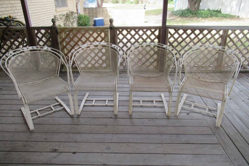 lot 12 image: WHITE WROUGHT IRON CHAIRS