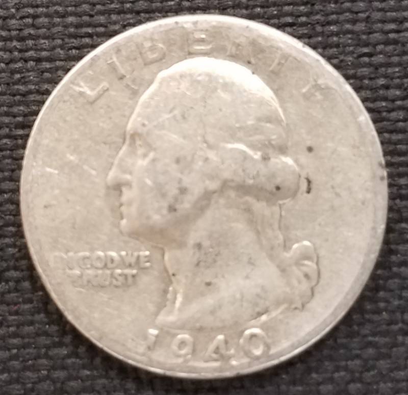 lot 120 image: 1940 WASHINGTON SILVER QUARTER (PHILADELPHIA MINT)