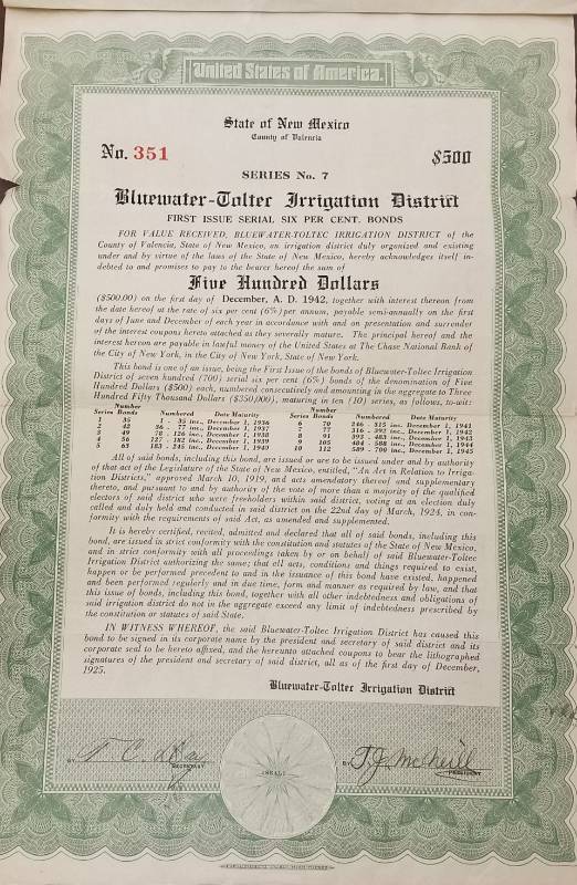 lot 122 image: VINTAGE INTEREST BEARING STOCK CERTIFICATE WITH COUPONS (EPHEMERA)