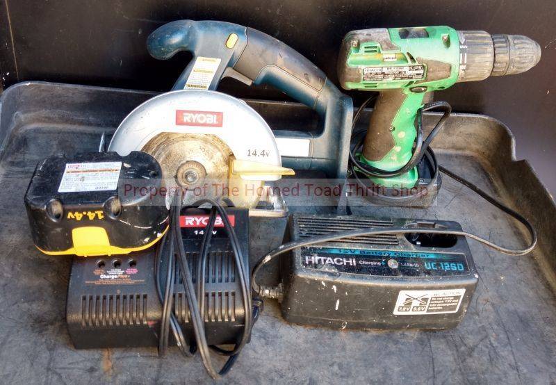 lot 23 image: CordlessRyobi Saw and Hitachi Drill